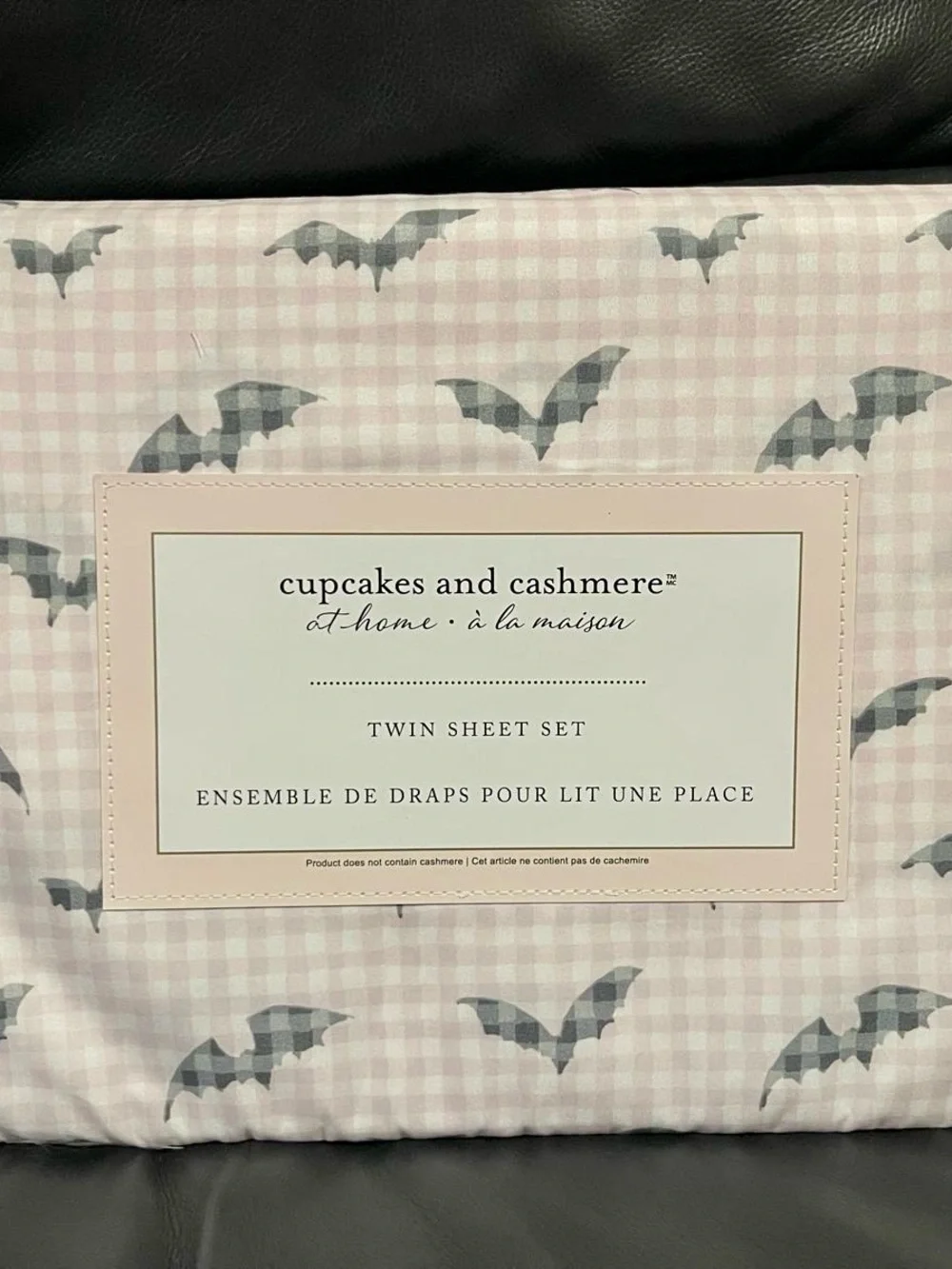 Halloween Cupcakes and Cashmere Gingham Bat Picnic Twin Sheet Set